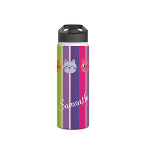 Personalized Cat Rainbow Stainless Steel Water Bottle - Bottles