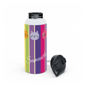 Personalized Cat Rainbow Stainless Steel Water Bottle - Bottles