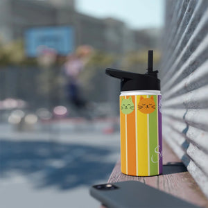 Personalized Cat Rainbow Stainless Steel Water Bottle - Bottles