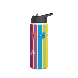 Personalized Cat Rainbow Stainless Steel Water Bottle - Bottles
