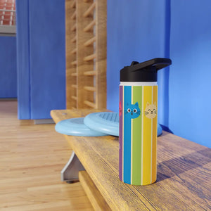 Personalized Cat Rainbow Stainless Steel Water Bottle - Bottles