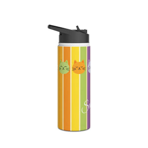 Personalized Cat Rainbow Stainless Steel Water Bottle - Bottles
