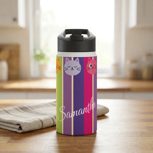 Personalized Cat Rainbow Stainless Steel Water Bottle - Bottles