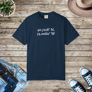 Personalized Coordinates Met Tee - Wearable Location Art - Dipaliz - True Navy / s - T-shirt
