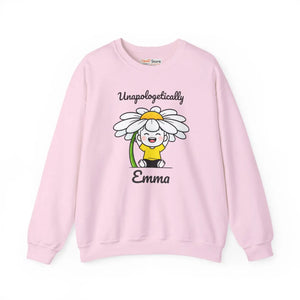 Personalized Crewneck Sweatshirt, ?Unapologetically Custom Name’ Daisy Cartoon - Sweatshirts - m