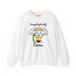 Personalized Crewneck Sweatshirt, ?Unapologetically Custom Name’ Daisy Cartoon - Sweatshirts - m