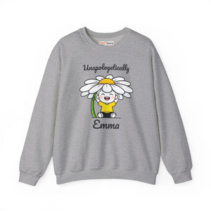 Personalized Crewneck Sweatshirt, ?Unapologetically Custom Name’ Daisy Cartoon - Sweatshirts - m