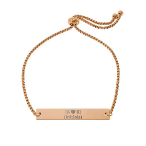 Personalized Engraved Bar Bracelet - Adjustable Initials - Dipaliz - Bracelets