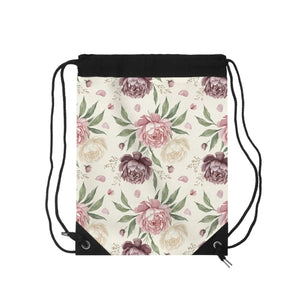 Personalized Floral Drawstring Bag - Custom Name Backpack for Yoga Gym or Daily use - Backpacks