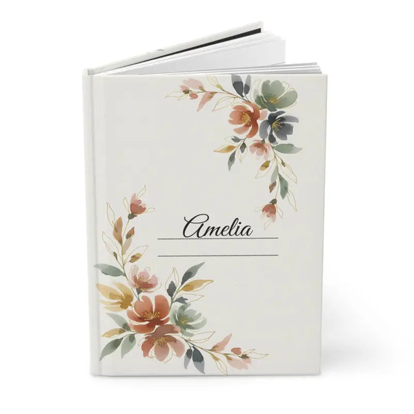 Personalized Floral Hardcover Journal - Amelia Script Notebook - Dipaliz - Paper Products