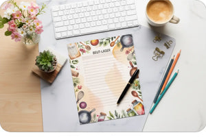 Personalized Floral Kitchen Notepad Botanical Herb Border - Dipaliz - Notepads