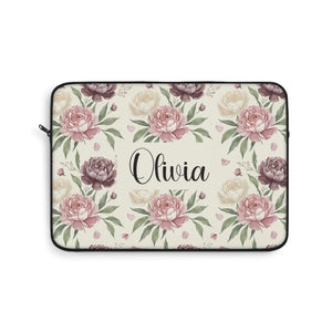 Personalized Floral Laptop Sleeve, Custom Name - Sleeves