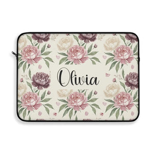 Personalized Floral Laptop Sleeve, Custom Name - Sleeves