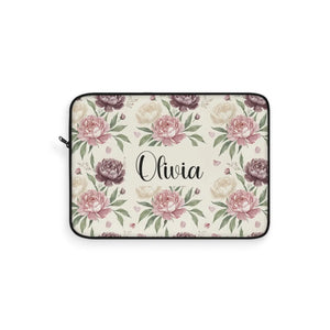Personalized Floral Laptop Sleeve, Custom Name - Sleeves
