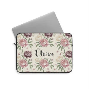 Personalized Floral Laptop Sleeve, Custom Name - Sleeves
