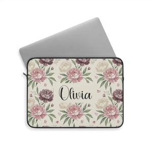 Personalized Floral Laptop Sleeve, Custom Name - Sleeves