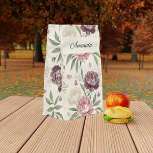 Personalized Floral Polyester Lunch Bag - Stylish Insulated Tote for Work and School - Bags