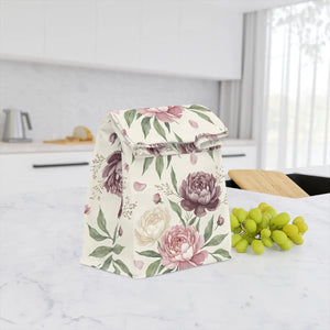 Personalized Floral Polyester Lunch Bag - Stylish Insulated Tote for Work and School - Bags