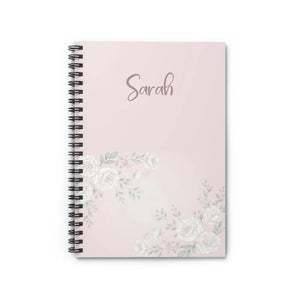 Personalized Floral Spiral Notebook - Soft Pink Roses - Dipaliz - Journals