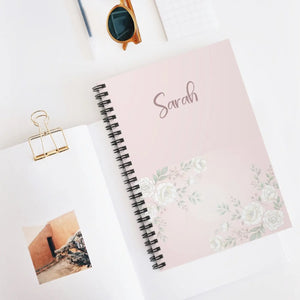 Personalized Floral Spiral Notebook - Soft Pink Roses - Dipaliz - Journals