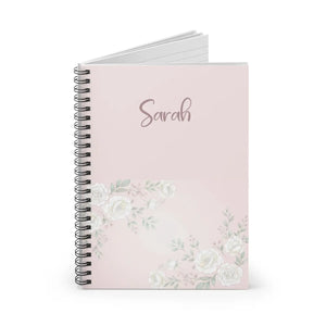 Personalized Floral Spiral Notebook - Soft Pink Roses - Dipaliz - Journals