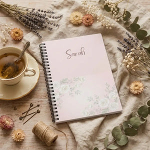 Dipaliz personalized floral spiral notebook pink rose - journals