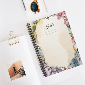 Personalized Floral Watercolor Spiral Notebook - Custom Ruled Journal - Dipaliz - one Size - Paper Products
