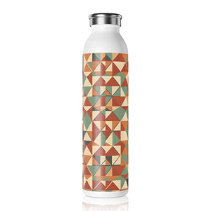 Personalized Geometric Slim Water Bottle, Custom Name Retro Triangle Pattern - Bottles