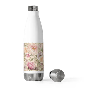 Personalized Insulated Bottle, Vintage Floral Roses 20oz Thermal Water - Bottles