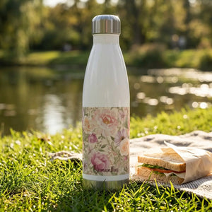 Personalized Insulated Bottle, Vintage Floral Roses 20oz Thermal Water - Bottles