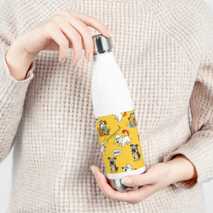 Personalized Insulated Bottle, Yellow Playful Dog Pattern 20oz Thermal Water - Bottles