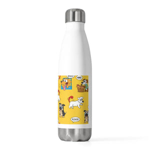 Personalized Insulated Bottle, Yellow Playful Dog Pattern 20oz Thermal Water - Bottles