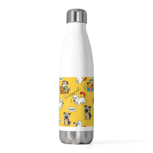 Personalized Insulated Bottle, Yellow Playful Dog Pattern 20oz Thermal Water - Bottles