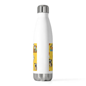 Personalized Insulated Bottle, Yellow Playful Dog Pattern 20oz Thermal Water - Bottles