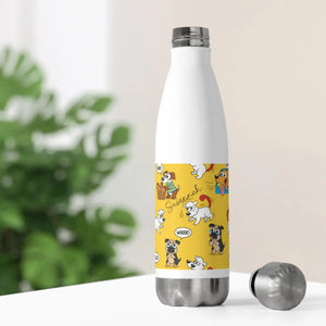 Personalized Insulated Bottle, Yellow Playful Dog Pattern 20oz Thermal Water - Bottles