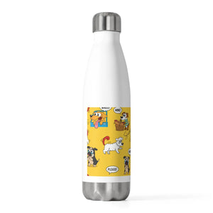 Personalized Insulated Bottle, Yellow Playful Dog Pattern 20oz Thermal Water - Bottles