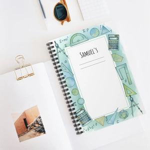 Personalized Math Spiral Notebook Watercolor School Gift Dipaliz - Journals