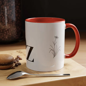 Personalized Monogram Accent Coffee Mug - Elegant Initials with Minimal Floral (11/15 Oz) - Mugs