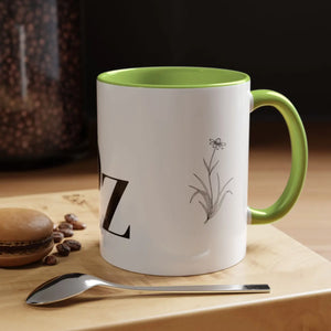 Personalized Monogram Accent Coffee Mug - Elegant Initials with Minimal Floral (11/15 Oz) - Mugs