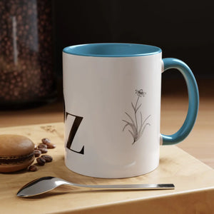 Personalized Monogram Accent Coffee Mug - Elegant Initials with Minimal Floral (11/15 Oz) - Mugs