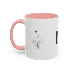 Personalized Monogram Accent Coffee Mug - Elegant Initials with Minimal Floral (11/15 Oz) - Mugs