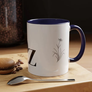Personalized Monogram Accent Coffee Mug - Elegant Initials with Minimal Floral (11/15 Oz) - Mugs