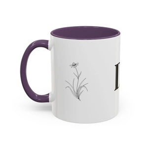 Personalized Monogram Accent Coffee Mug - Elegant Initials with Minimal Floral (11/15 Oz) - Mugs