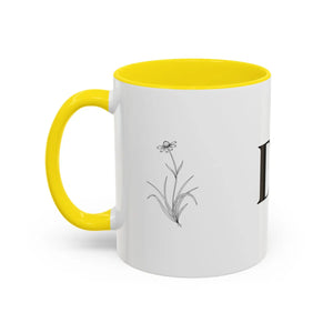 Personalized Monogram Accent Coffee Mug - Elegant Initials with Minimal Floral (11/15 Oz) - Mugs