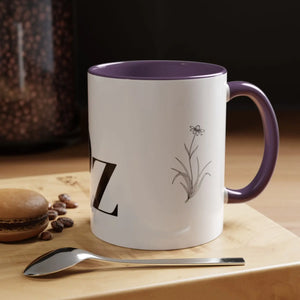 Personalized Monogram Accent Coffee Mug - Elegant Initials with Minimal Floral (11/15 Oz) - Mugs