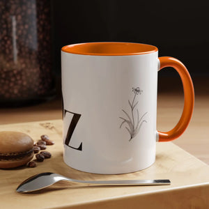 Personalized Monogram Accent Coffee Mug - Elegant Initials with Minimal Floral (11/15 Oz) - Mugs
