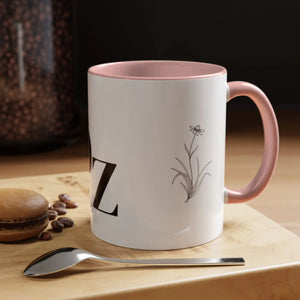 Personalized Monogram Accent Coffee Mug - Elegant Initials with Minimal Floral (11/15 Oz) - Mugs