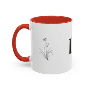 Personalized Monogram Accent Coffee Mug - Elegant Initials with Minimal Floral (11/15 Oz) - Mugs
