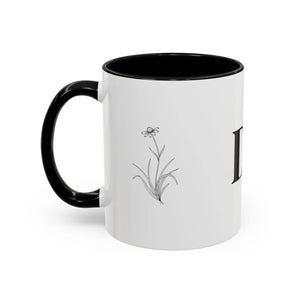 Personalized Monogram Accent Coffee Mug - Elegant Initials with Minimal Floral (11/15 Oz) - Mugs