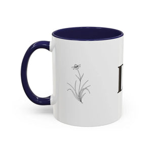 Personalized Monogram Accent Coffee Mug - Elegant Initials with Minimal Floral (11/15 Oz) - Mugs
